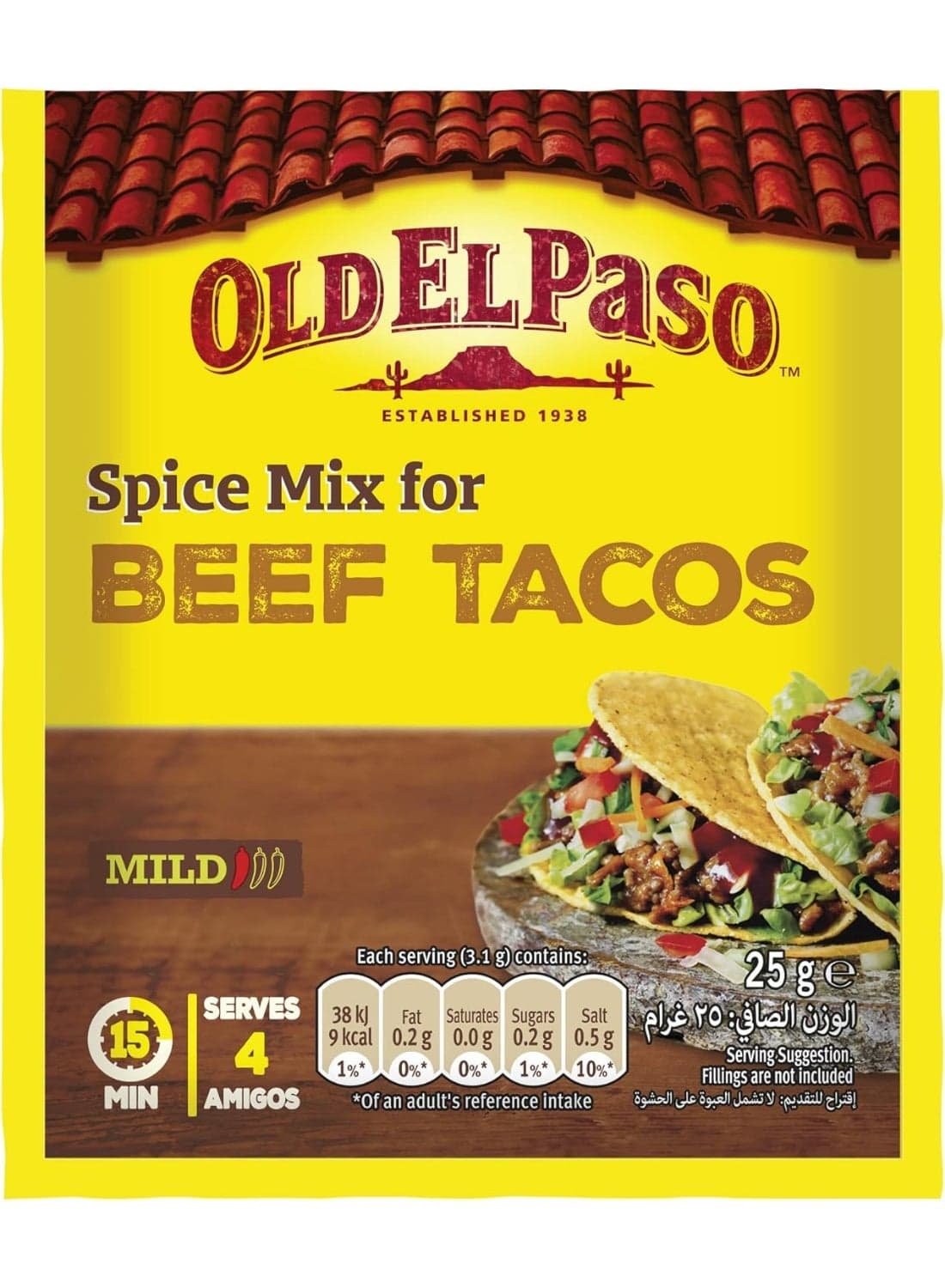 Old El Paso Spice Mix For Beef Tacos Mild 25g