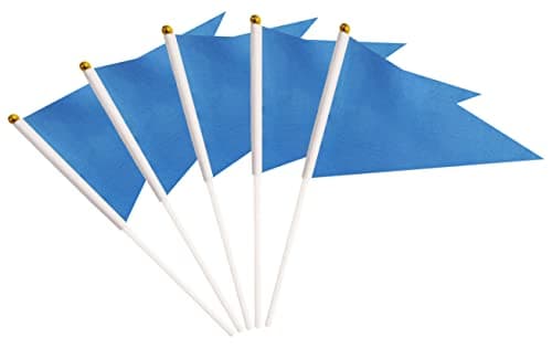 25 Pack Blue Pennant Flags Small Mini Hand Held Solid Color Pennant On Sticks FlagsParty Events CelebrationSchoolGrand OpeningSports ClubsFlower Pot Blue