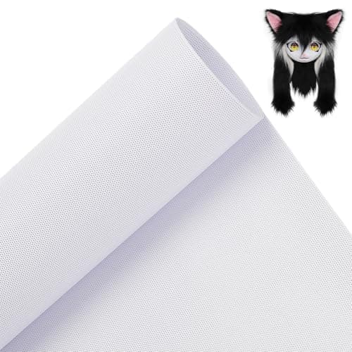 BENECREAT Custom Fursuit Eye Mesh, 39x11.8inch White PVC Plastic Net 0.2mm Thick Waterproof Printable Mesh for Furries Cosplay, Props, Fursuits, Craft Making, Hole: 0.5mm