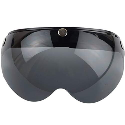 VCOROS Universal Motorcycle Retro Pilot-Style Standard 3 Snap-Button Visor Flip Up Down Open Face Helmet Half Face Shield(Black)
