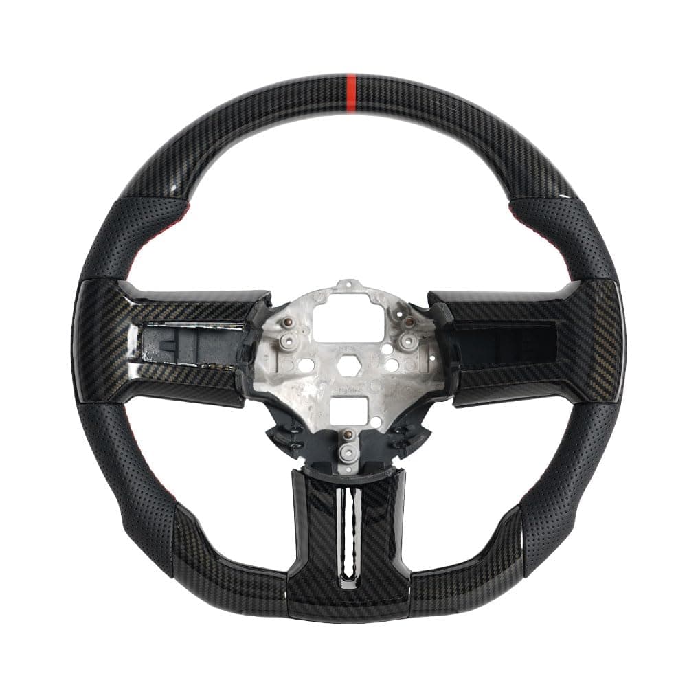 JIANGGAI Dshaped Flatbottom Steering Wheel Hydro Dip Carbon Fiber Steering Wheel With Replacement Trim Fit For Mustang 20122014 GT500 No Heated