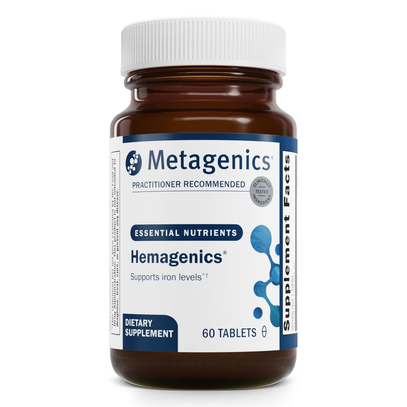 Metagenics Hemagenics Iron Supplement NonConstipating Vitamin B12 B6 Folate Supports Formation Maintenance of Healthy Red Blood Cells NonGMO GlutenFree Vegetarian 60 Tablets
