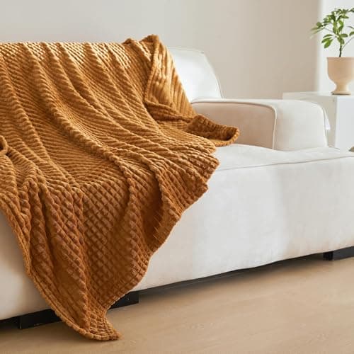 Simple&Opulence Fall Rust Throw Blanket for Couch-Super Soft Fluffy Blankets for Women 50x70 Inches Cozy Lightweight Fleece Blanket for Home Decor