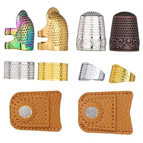 10pcs Sewing Thimble HandWorking Adjustable Metal Thimbles Finger Protectors for Hand Sewing Leather Coin Finger Protector Leather Thimble Ring for Embroidery Knitting Quilting DIY Craft Tools
