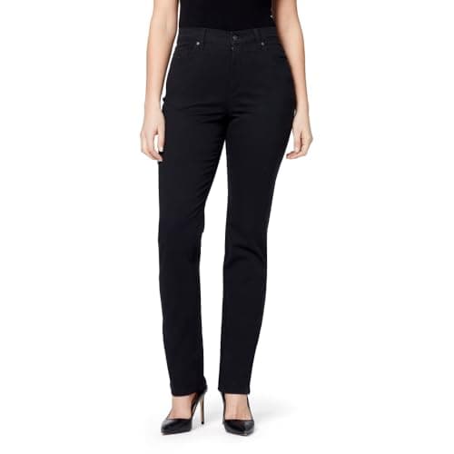 Gloria Vanderbilt womens Amanda Classic High Rise Tapered Jeans, Black, 8 Petite Short US