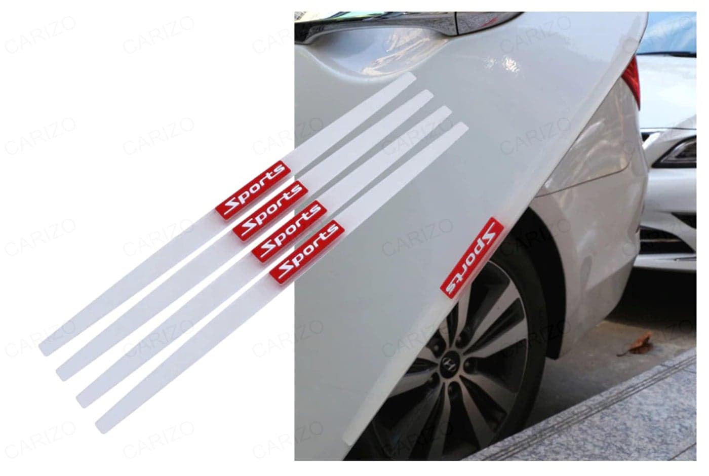 CARIZO Anti-Collision Patch Bumper Guard Strip Anti-Scratch Bumper Protector Trim Compatible with All Cars & SUVs (Sports Design, Transparent)