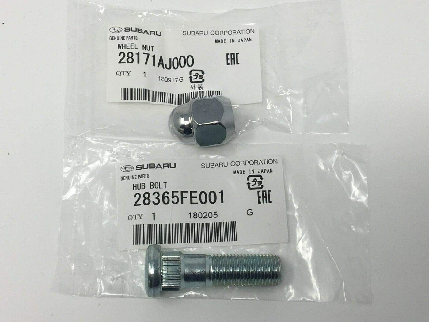 Subaru 2006 to 2025 Wheel Hub Bolt Stud & Nut Set Ascent BRZ WRX Legacy Crosstrek Forester Impreza STi Outback 28365FE001 & 28171AJ000 Genuine OEM