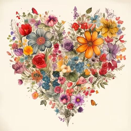 KTHOFCY 5D DIY Love Heart Floral Diamond Painting Kits for AdultsLove Heart Flower Full Drill Embroidery Cross Stitch Crystal Rhinestone Paintings Arts Wall Decor Painting Dots Kits 118X118 inch
