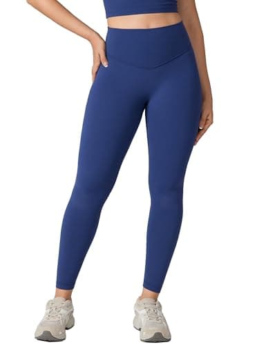 UNISSU Hugcurve No Front Seam High Waisted Workout Leggings for Women Buttery Soft Yoga Pants Gym Athletic Tights - 25'' Nightfall Blue Medium