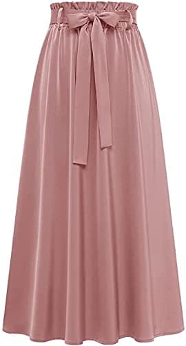 JANAK Women Midi Satin Fabric Skirt 574 (Peach)