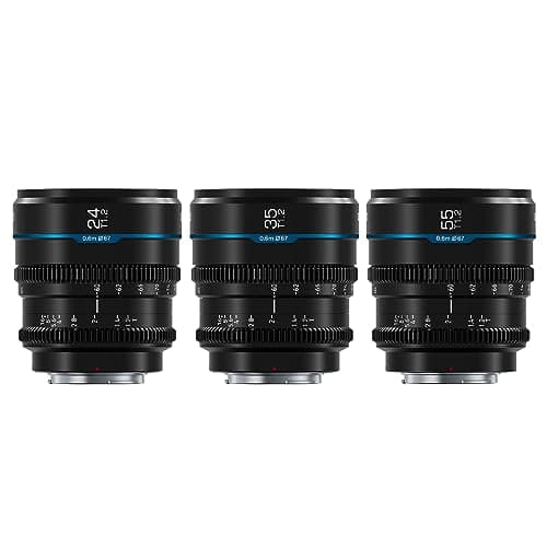 SIRUI Night Walker S35 Manual Focus Cine Lens Set, 24mm, 35mm, 55mm, T1.2 Large Aperture RF Mount Lens for RED Komodo, R7, R10, C70, R50 (MS-3SRB, Black)