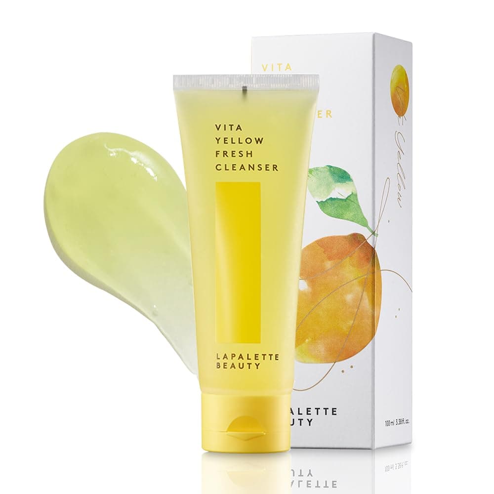 lapalette Beauty Vita Yellow Fresh Cleanser 3.38fl.oz | Gentle Make-up Remover | 1-step Cleanser | 88% Moisturizing Essence | Natural Vitamin Facial Cleanser | Korean Skincare