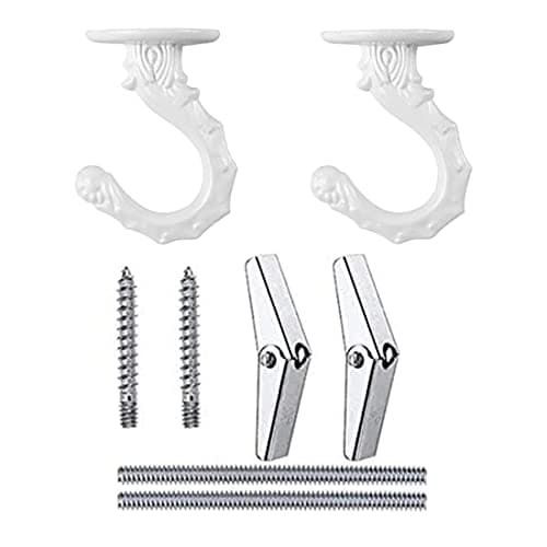 GDQLCNXB Ceiling Hooks Heavy Duty Swag Hook Hanging Plants Chandeliers Wind Chimes Ornament Hooks for Home Office Kitchen (2 Pieces White)