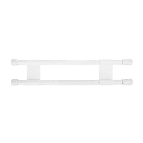 Camco 28" Double RV Refrigerator Bar, Holds Food and Drinks in Place During Travel, Prevents Messy Spills, Spring Loaded and Extends Between 16" and 28" - White (44073)