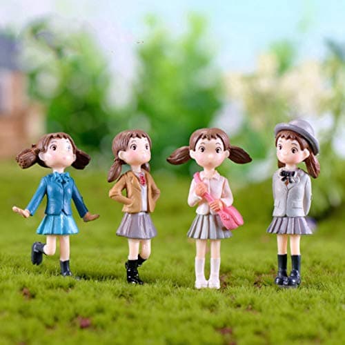BHOOLU&GOOLU Resin Cute Cartoon Figurines Fairy Garden Miniatures - 4Pcs/Set (5Cm, Multicolor)