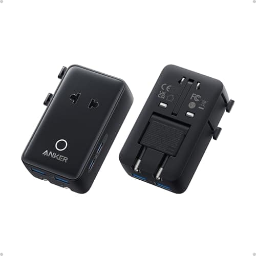 Anker Nano Travel Adapter, 5-Port Power Adapter with 1 AC, 2 USB-A, and 2 USB-C Ports, Smart Temperature Control, Compatible with Over 200 Countries, Ideal for Travel (1-Pack)