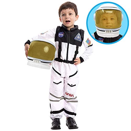 Spooktacular Creations White Astronaut Costume with Helmet, Space Suit for Toddler with Movable Visor, Kids Astronaut Halloween Costume for Cosplay, Party Favor Supplies (X-Large, 12-14 yrs)