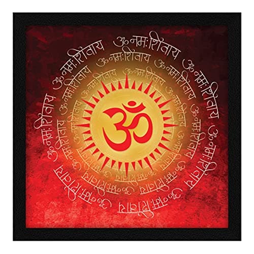 ArtX Paper Lord Shiva Om Namah Shivaya Wall Art Painting, Red, Multicolor, Abstract, 13X13 in, Set of 1
