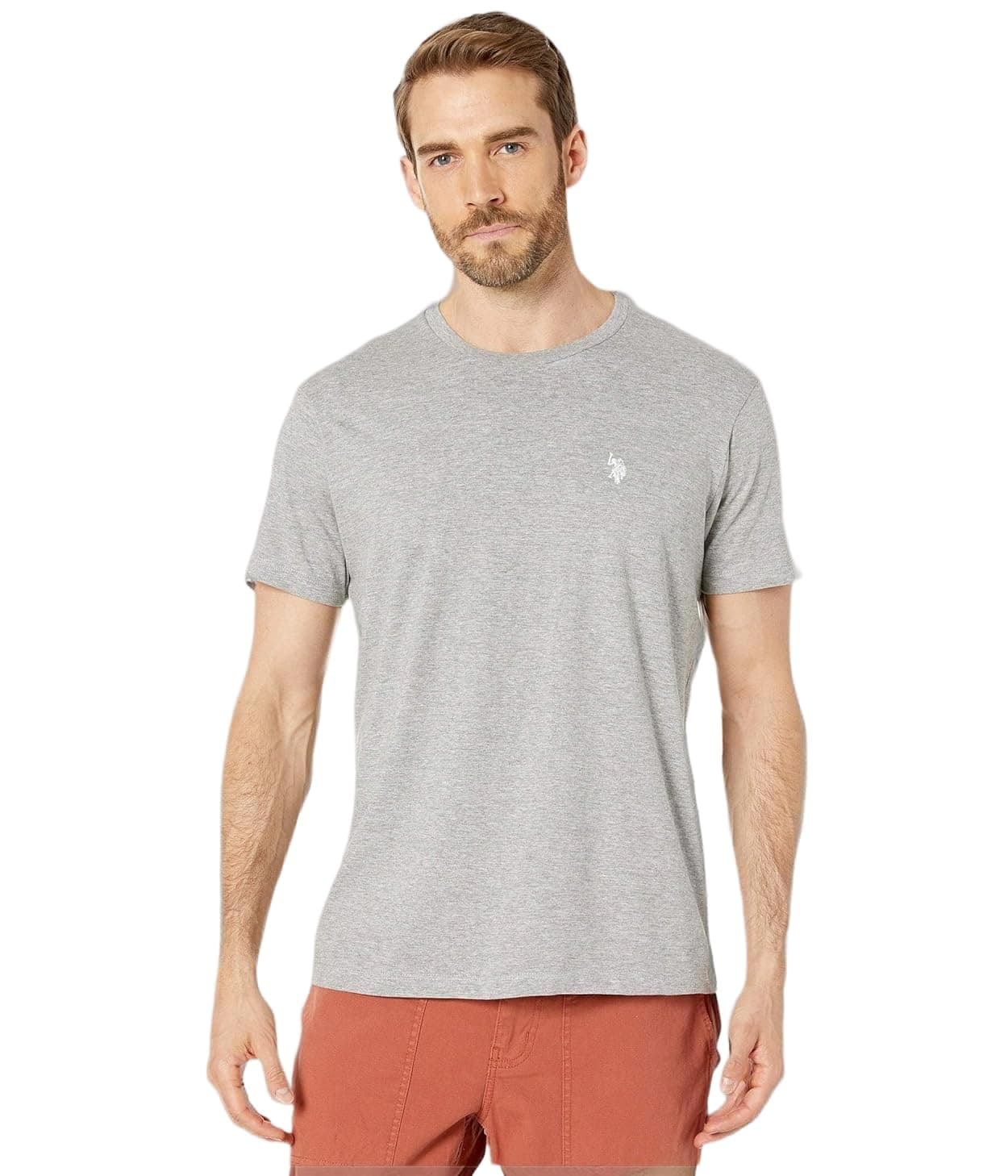 U.S. Polo Assn. Men's Crew Neck Small Pony T-Shirt, Heather Grey, XL