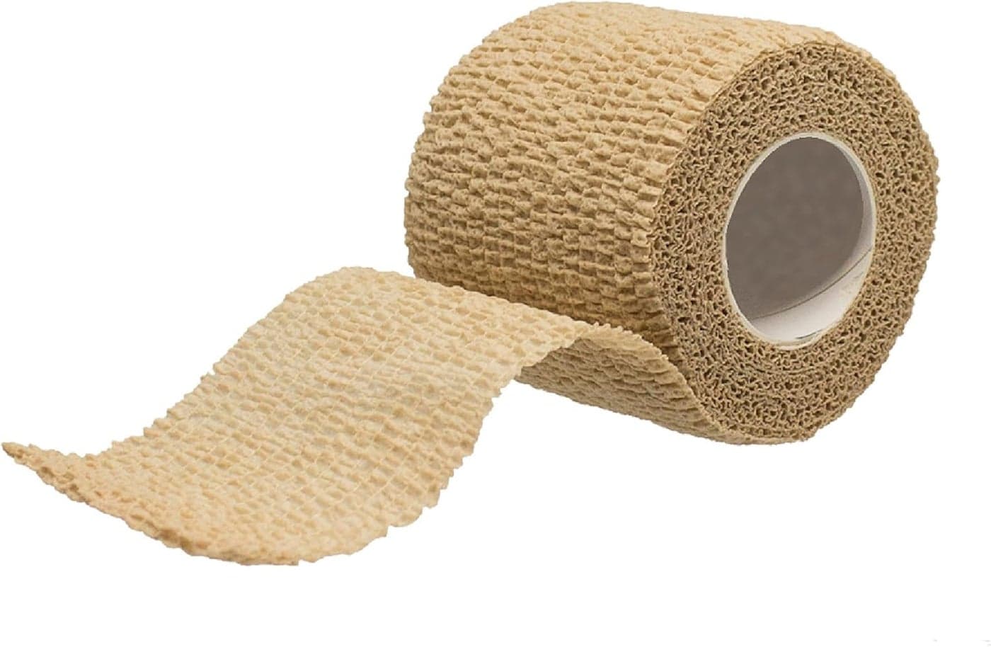Dealmed NonAdherent Cohesive Bandage Wrap 2 x 5 Yards 1 Roll NonWoven Breathable Self Adherent Wraps for First Aid Kits Athletics Swelling Sprains Animal Wraps Tan