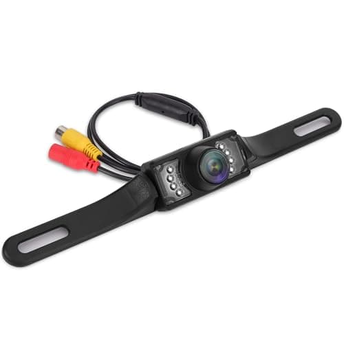 Pyle License Plate Rearview Mirror Cam,1080p Full HD Waterproof Rear Car Camera with Night Vision, IR Sensors ,Motion Detection, Wide-Angle Lens, Backup Cam Adjustable Tilt,1.3'' x 8.0'' x 1.26''