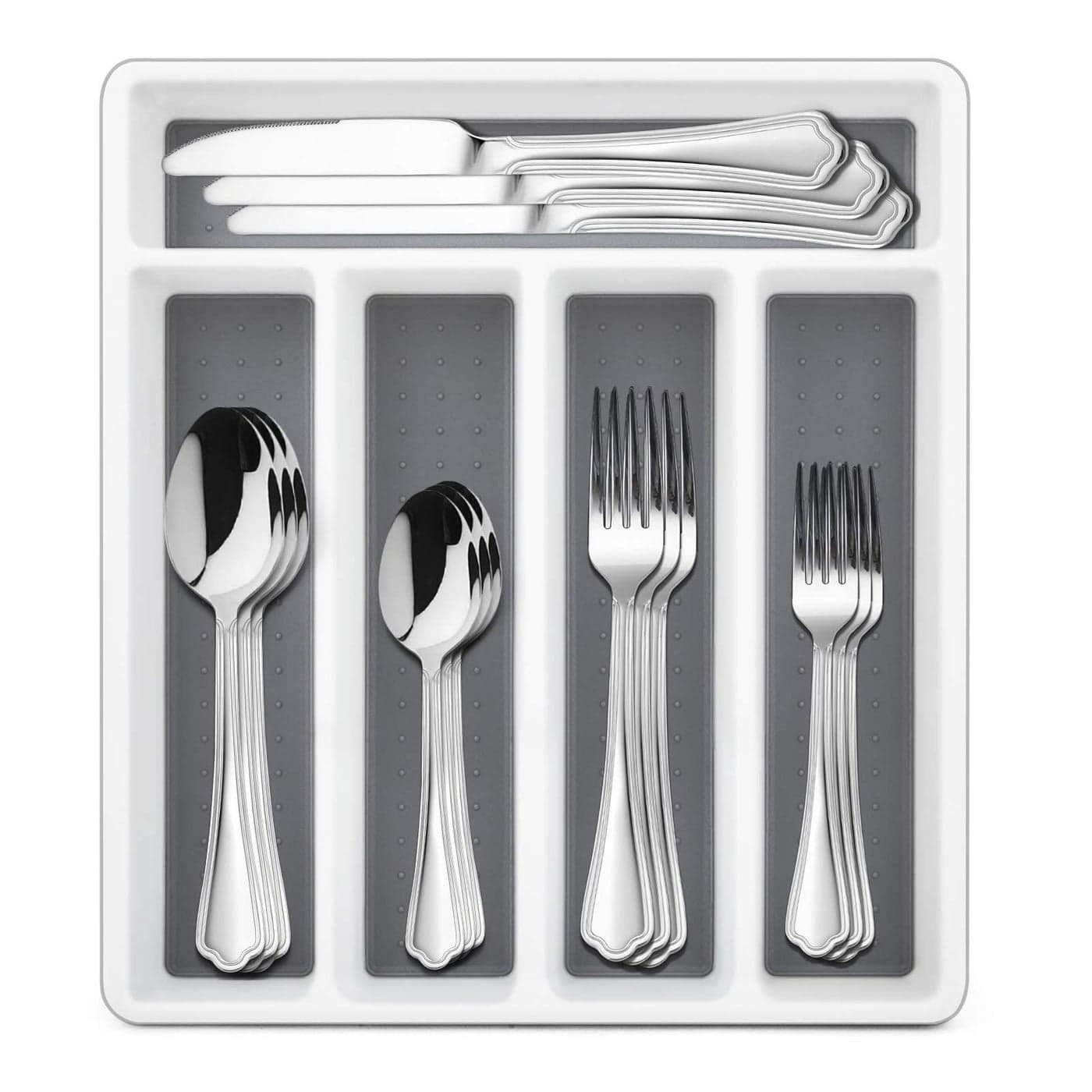 HaWare 40Piece Silverware Set with Drawer Organizer Tray Stainless Steel Flatware Cutlery Utensils Timeless and Elegant Design for Home Hotel Wedding Mirror Polished and Dishwasher Safe
