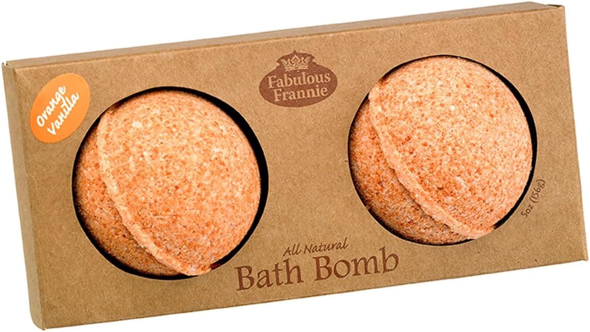 Fabulous Frannie Orange Vanilla Natural Handmade Bath Bomb Set Rich in Essential Oil Salt Coconut Oil Witch Hazel Ultra Plush Spa Fizzies to Moisturize Skin 25oz Pack of 2