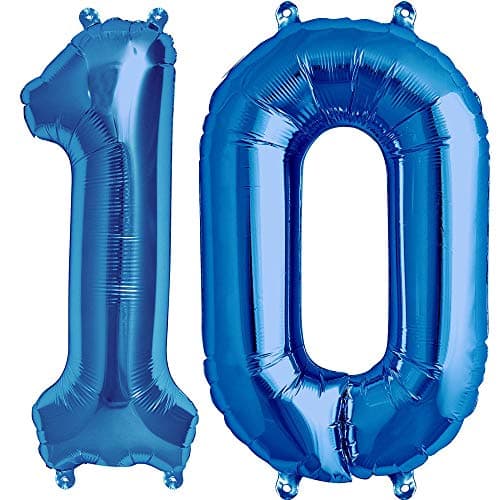 Tellpet Number 10 Balloons 40 Inch Foil Balloons Sapphire Blue