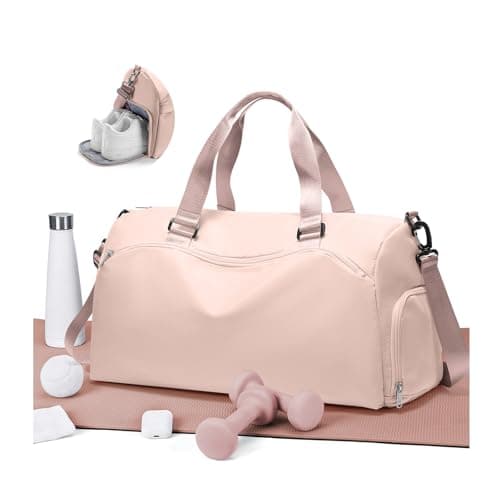 Gym Bag for Women with Shoe Compartment,Travel Duffel Bag for Men Sports Gym Tote Bags Carry on Overnight Bag Personal Item Travel Bag Weekender Bags Swimming Yoga Workout Bag Pink