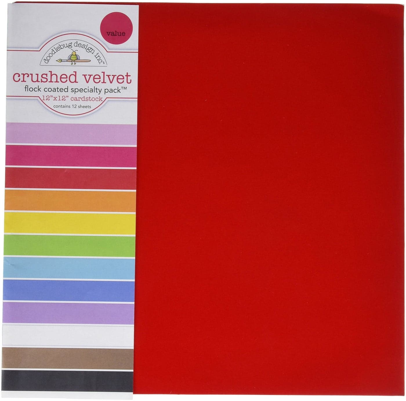 Doodlebug SPVP3843 Specialty Cardstock 12 by 12Inch Flocked Crushed Velvet 12Pack