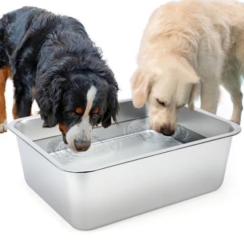 5 Gallons Large Dog Water Bowl Stainless Steel Metal Dog Bowls Large Capacity Pet Food Bowl Water Dish for Indoor and Outdoor Universal for Giant Dogs 177x138x6 Inch
