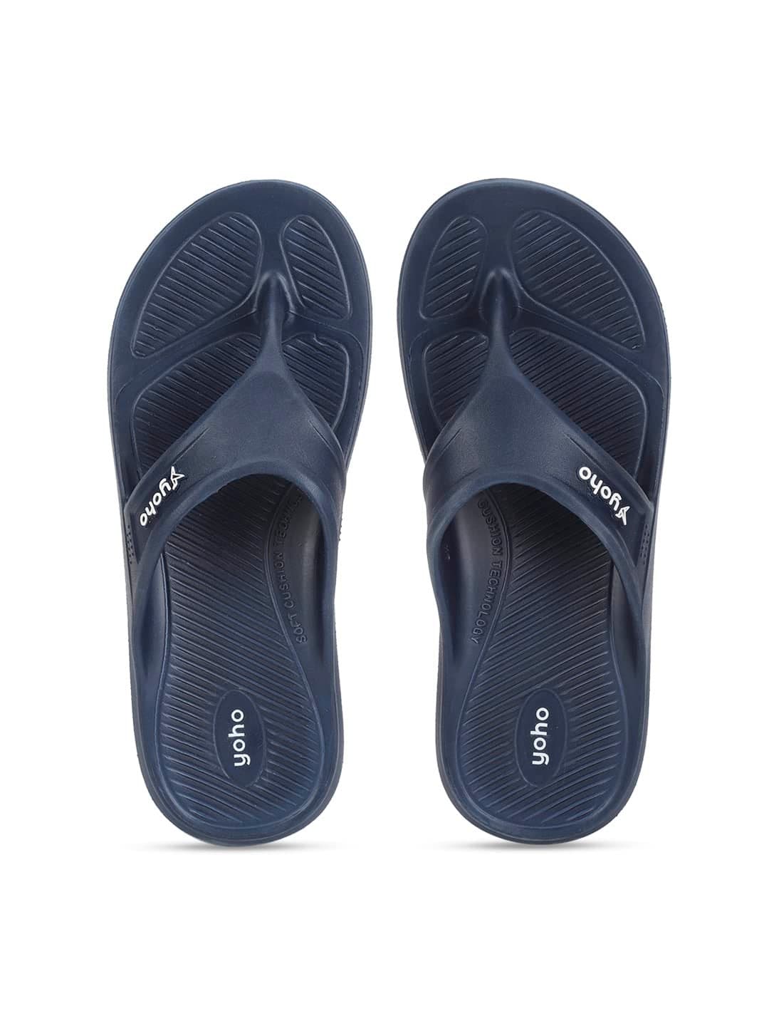 YOHO Drizzle Soft Slippers for Men, Mild Acupressure, Lightweight, Anti Skid & Slip, Diabetic Footwear for Man, Home Wear Bathroom Chappal for Gents | Mystery Blue - UK 9