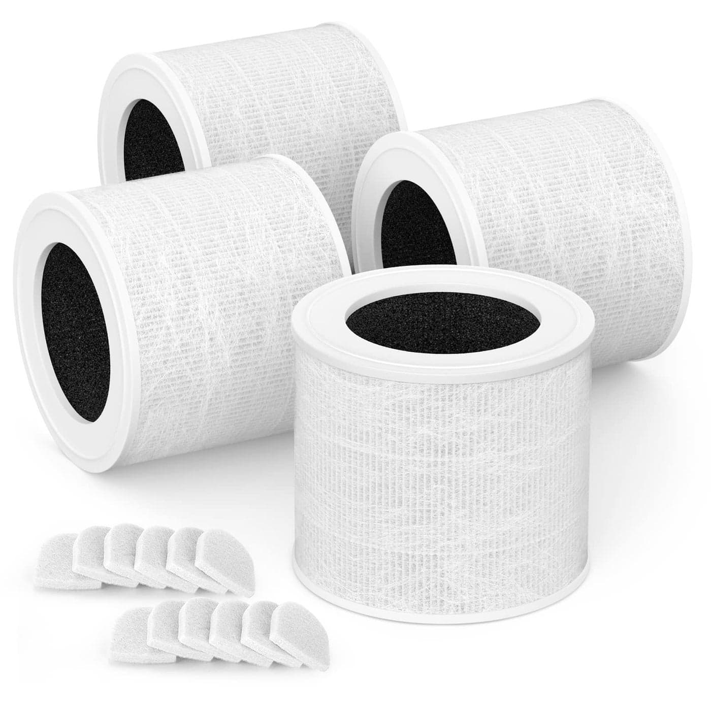 Core Mini Replacement Filter Compatible with LEVOIT Air Purifier Core MiniRF 3in1 HEPA Filter Combined with Prefilter and Carbon Filter 4Pack with Extra 12Pieces Essential Oil Pad