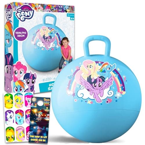 My Little Pony Hopper Ball Toy Set - Bundle with 15" My Little Pony Hopper Ball for Girls Outdoor Activities, Parties Plus Stickers, More | Outdoor Toys for Toddlers