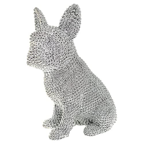 Frenchie Statue Decor,French Bulldog Figurine for Home / Living Room Decor,Resin Silver English Bulldog Sculpture Decorations, French Bull Dog Figurine Decors for Women Men,Adornos para Sala Modernos
