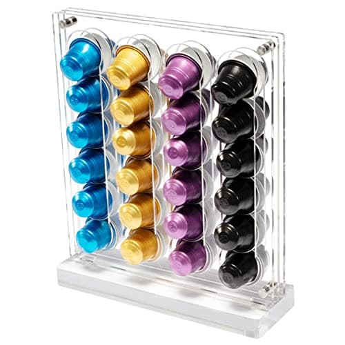 DuvinDD Coffee Pod Holder for Nespresso Original Line Capsule Holder Acrylic Magnetic Coffee Pods Organizer, Freestanding or Magnetic to the Fridge, Hold 40 Capsule Pods Capacity Storage Rack