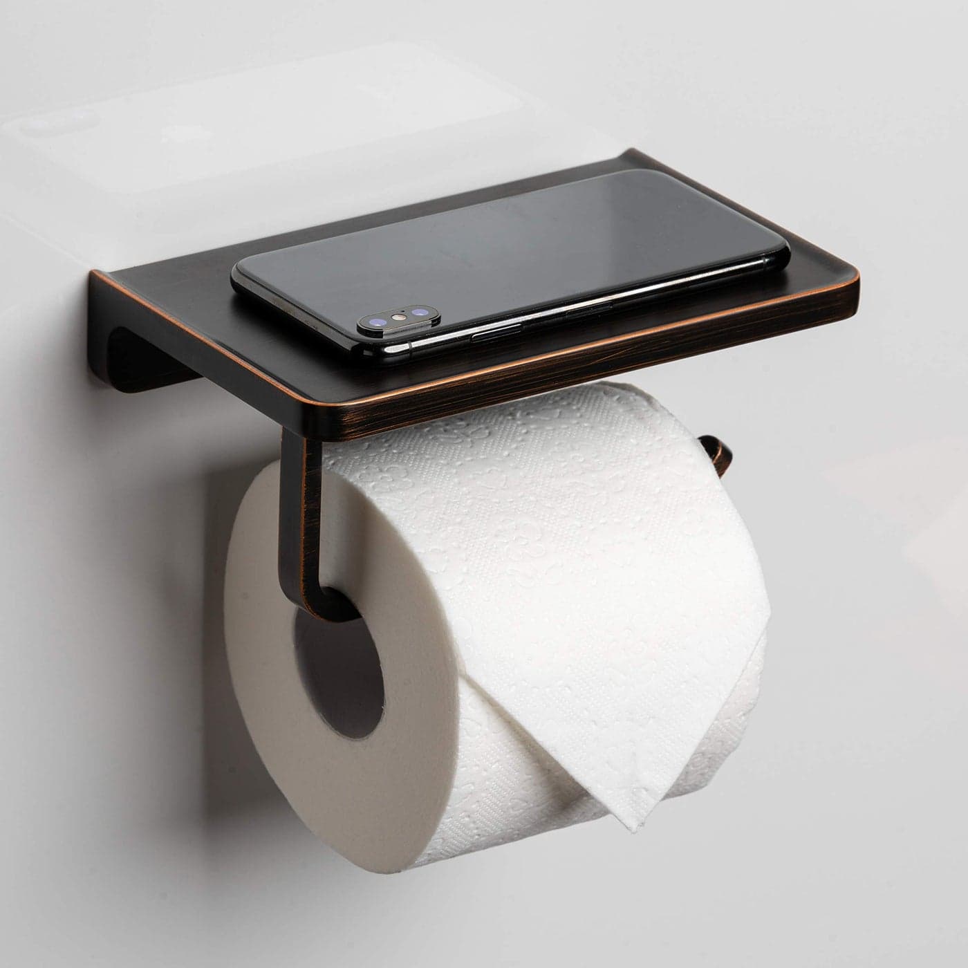 Linkaa Toilet Paper Holder with Shelf Oil Rub BronzeWall Mount Bathroom Decor Phone HolderRustProof Aluminum Matte FinishBathroom Accessories Storage Shelf for Phone Inc Oil Rubbed Bronze