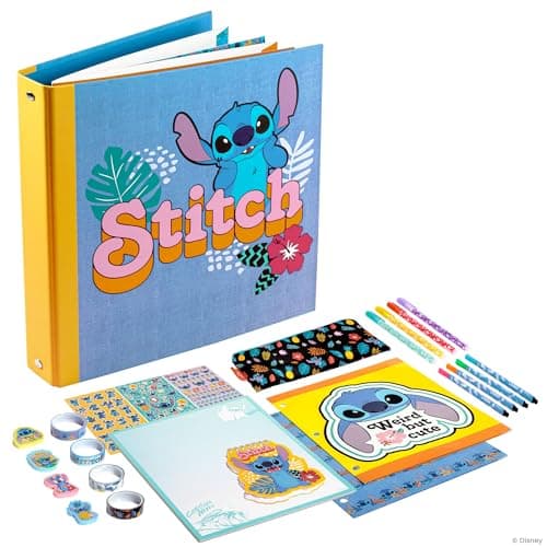 Fashion Angels Disneys Stitch 3Ring Binder Stationery Set Includes Journal Stickers Pens Markers Pouch More Ideal for Gifting Accessorizing for Kids Teens