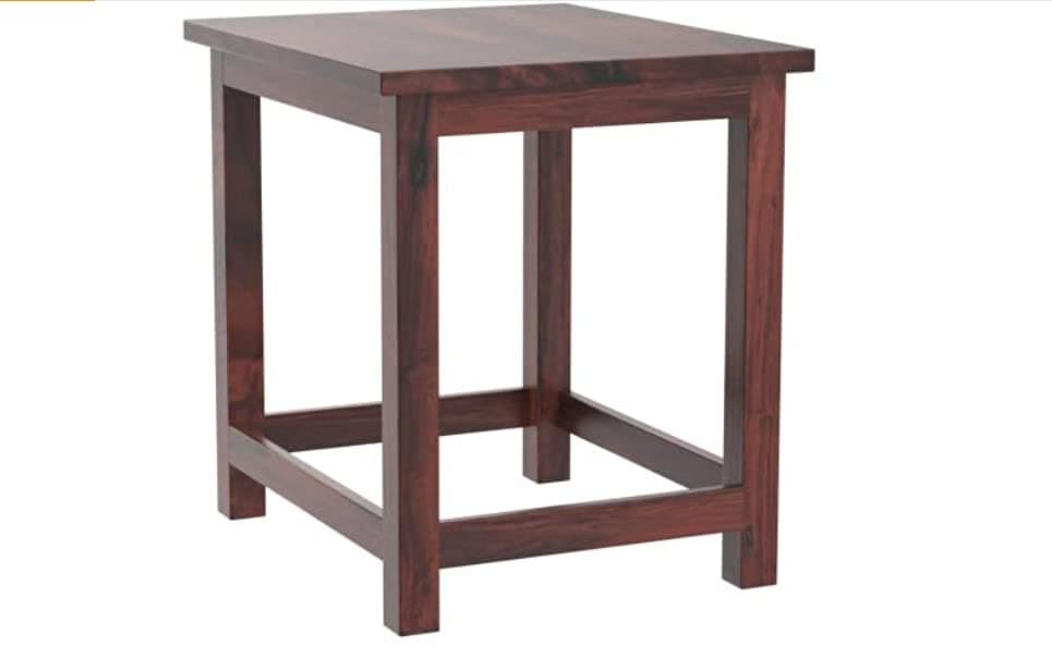 Umark Wooden Sitting Stool 18 Inch for Home | Square Sheesham Wood Table for Bedroom, Outdoor, Office & Multipurpose Use in Natural Finish - Brown