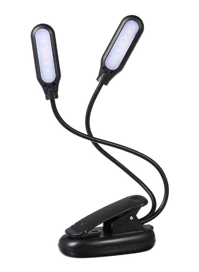 Portable Dual Light Table Lamp With Clamp Clip Black/White