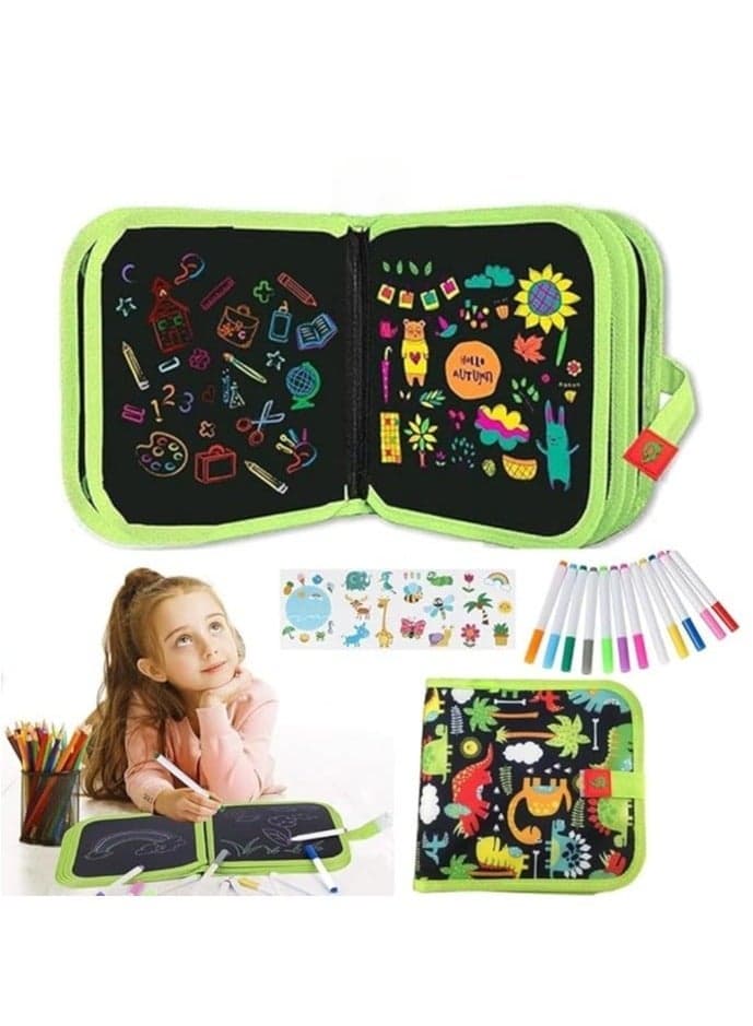 Magic Drawing Book for Kids Kids Erasable Doodle Book Set 16 s with 12 Watercolor Pens Reusable Drawing Pad Preschool Travel Art Toy Scribbler Board for Travel Road Trip