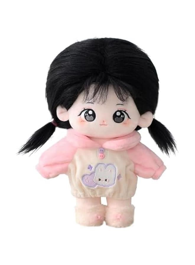 20cm Cute Cotton Doll with Skeleton, Anime Plushies Soft Stuffed Dress Up Toy, Kawaii Plush Gift Come with Clothes (DollClothes-Doufu-B)