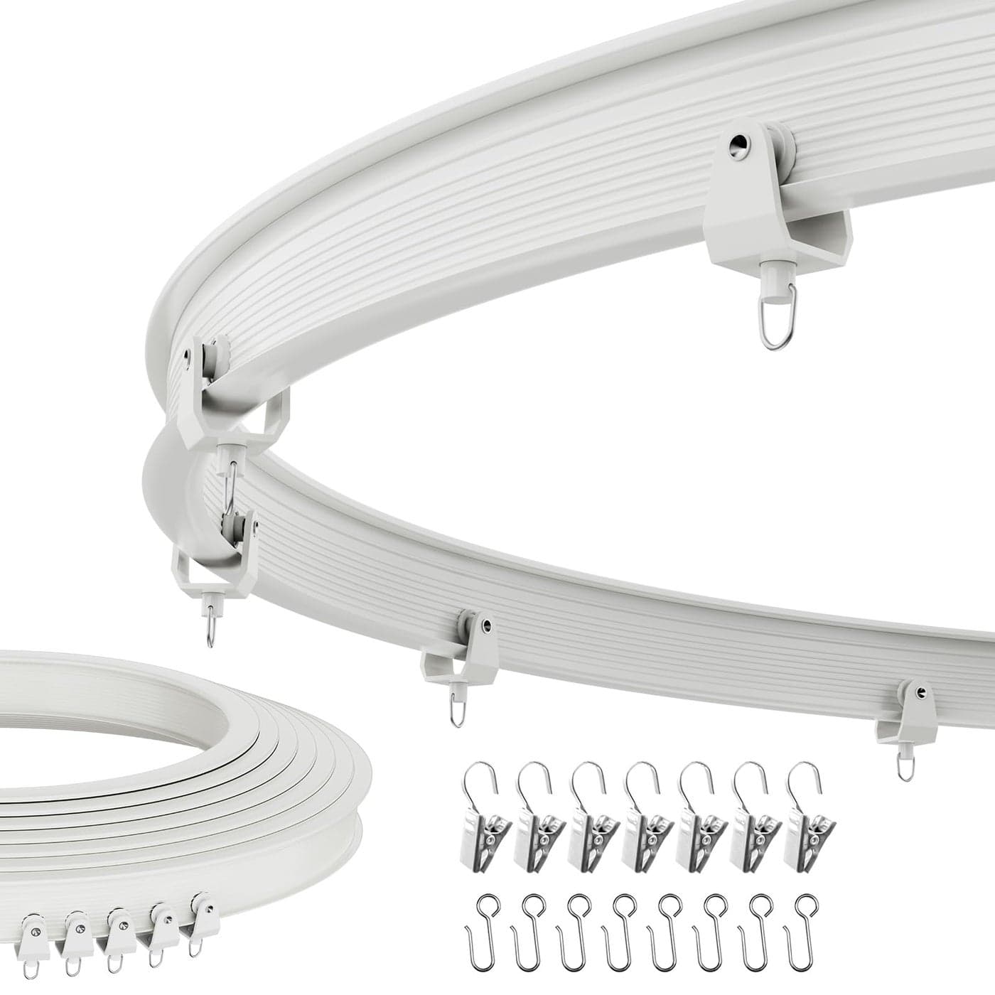 Flexible Ceiling Curtain Track Ceiling Mount Curved Curtains Rod Sliding Curtains Track Room Divider Shower Curtain Rod Wall Divider 98 FT 3 M White
