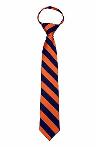 BUYYOURTIES B-ZIP-JCS-ADF-1-10 - Boys Zipper Repp Stripe College Printed Necktie Ties