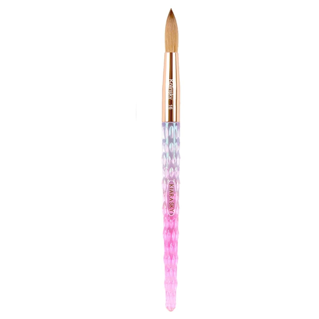 Kiara Sky Acrylic Brush 16 Pink 100 Pure Kolinsky Crystal Cut Handle and Acetone Resistant