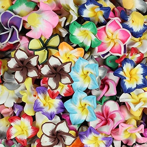 RUBYCA Mix Polymer Fimo Clay 5-Leaves Flower Spacer Loose Beads 15mm for DIY Jewelry Making 200pcs