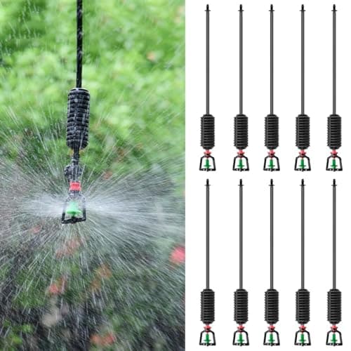 HASTHIP® Hanging Drip Irrigation Kit - Hanging Garden Sprayer - 60CM Rain Fall Sprinkler - 360° Rotary Sprinkler Automatic Irrigation Equipment - Plant Watering Spray for Greenhouses, Garden (10Pcs)