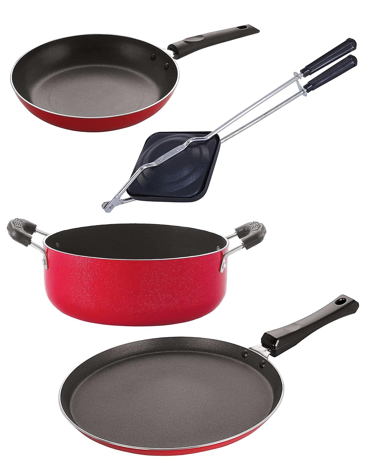 Nirlon Non Stick PFOA Free Scratch Resistant Coating Cookware Set of 4 Pieces (FT12_TP22_HT_CS24)