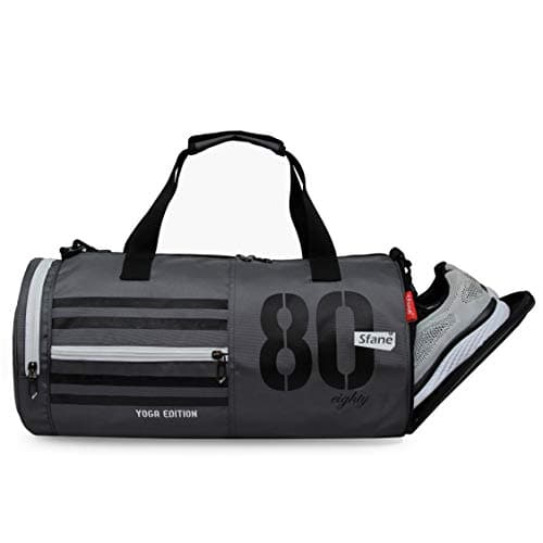 Sfane Gym Bags for Men with Separate Shoe Compartment Sports Gym Bag for Women Duffle Bags for Gym, Duffel Bags Sports Bag - Grey & Black