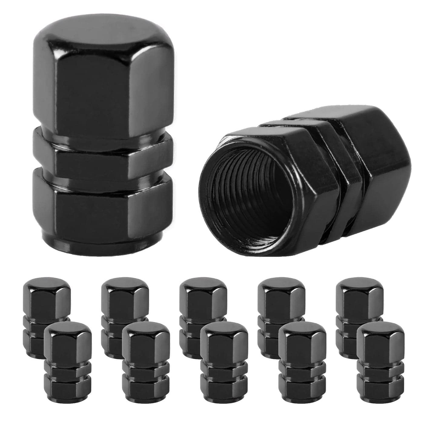 JUSTTOP Car Tire Valve Stem Caps 12pcs Air Caps Cover Universal for Cars SUVs Bike Trucks and MotorcyclesBlack